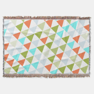 Hot Colours Triangle Coral Pea Mint Modern Abstrac Throw Blanket