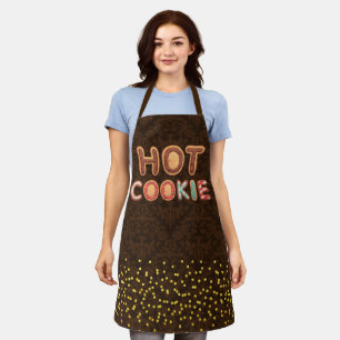 Hot Cookie Alphabet Damask Gold Confetti Apron