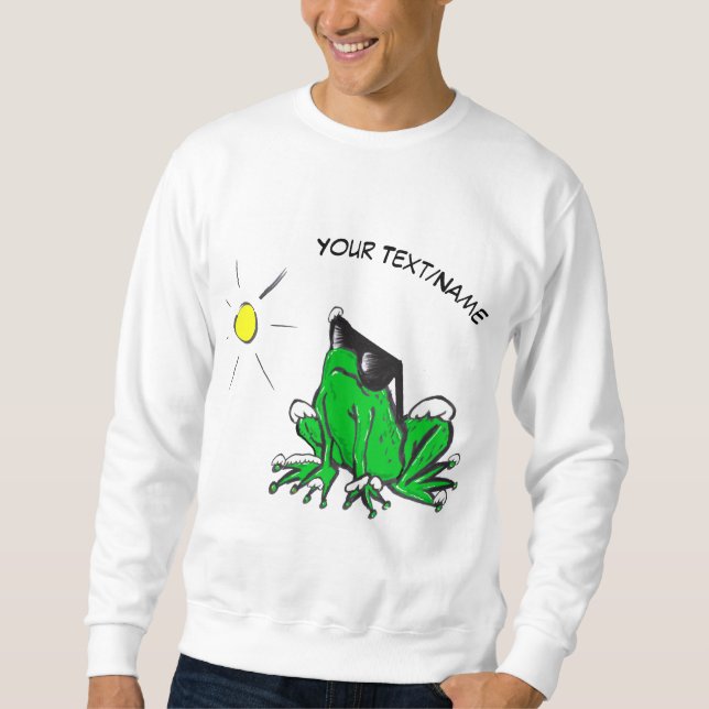 Hot & Cool Frog Cartoon Cust. Name/Text Sweatshirt (Front)