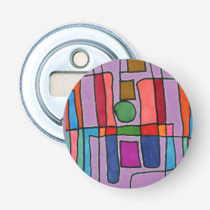 Hot & cool rectangular stripes with circle accent bottle opener