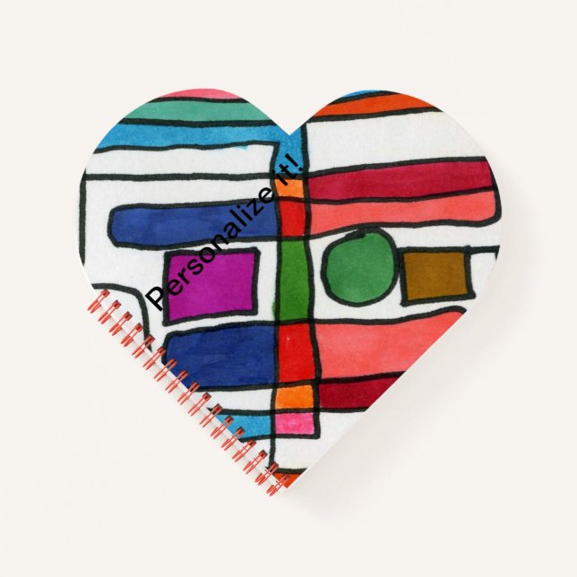 Hot & cool rectangular stripes with circle accent notebook (Front)