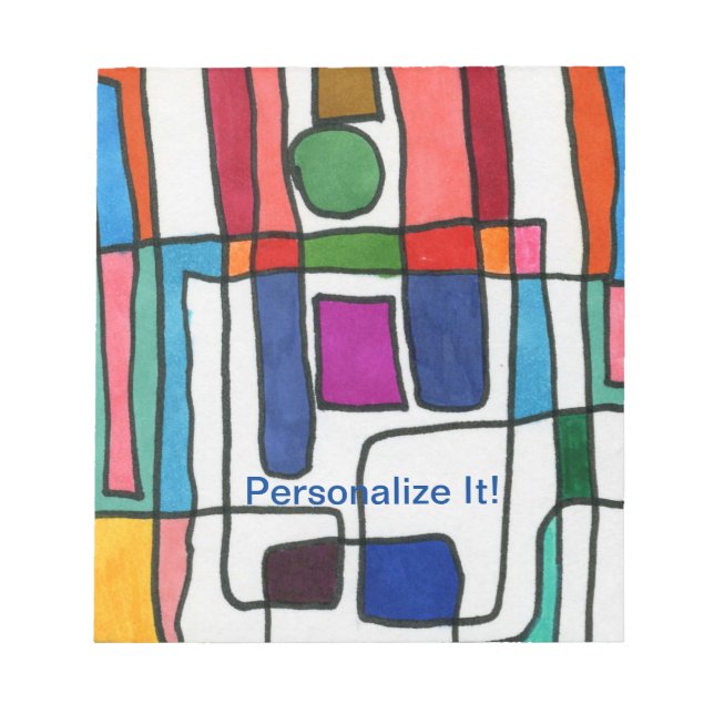 Hot & cool rectangular stripes with circle accent notepad (Front)