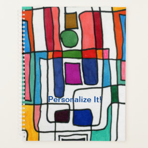 Hot & cool rectangular stripes with circle accent planner