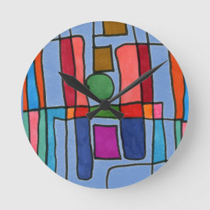 Hot & cool rectangular stripes with circle accent round clock