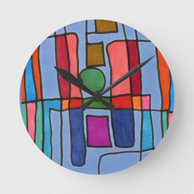 Hot & cool rectangular stripes with circle accent round clock (Front)