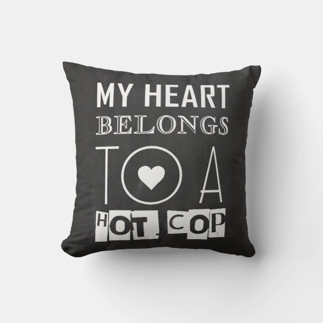 "HOT COP" COOL POLICE OFFICER TYPOGRAPHY GIFT CUSHION (Front)