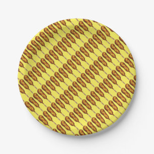 Hot Corn Dog Corndog Yellow Mustard Junk Food Paper Plate