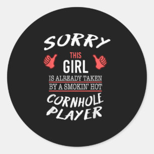 Hot Cornhole Player Funny Classic Round Sticker