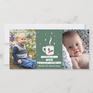 Hot Cosy Christmas Cocoa Custom 2 Photos Holiday Card