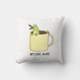 Hot Croc-colate Funny Crocodile Pun  Cushion