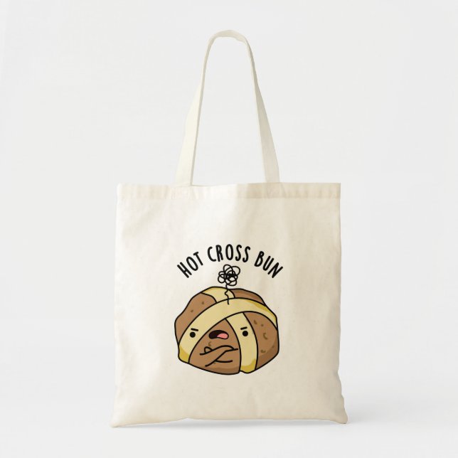 Hot Cross Bun Funny Food Pun Tote Bag (Front)
