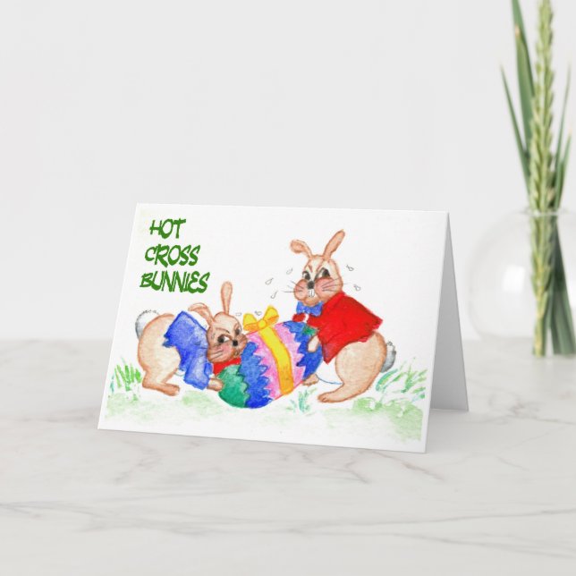 Hot Cross Bunnies Easter Card (Front)