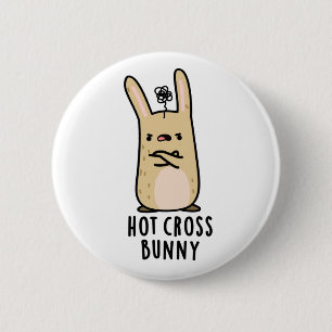 Hot Cross Bunny Funny Angry Rabbit Pun  6 Cm Round Badge
