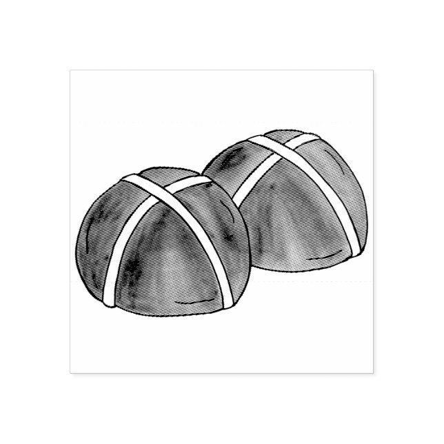 Hot Cross Buns British Food Baking Pastry Bakery Rubber Stamp (Imprint)