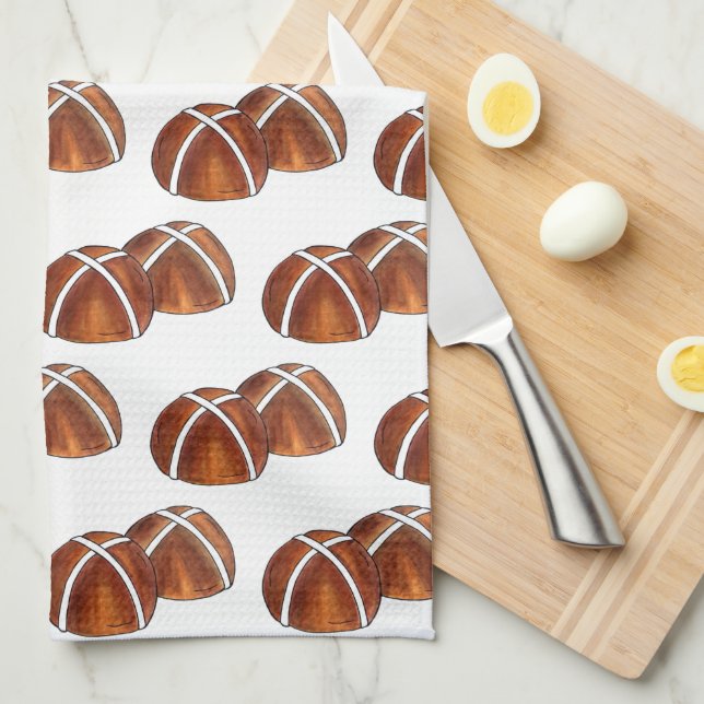 Hot Cross Buns British Food Baking Pastry Bakery Tea Towel (Quarter Fold)