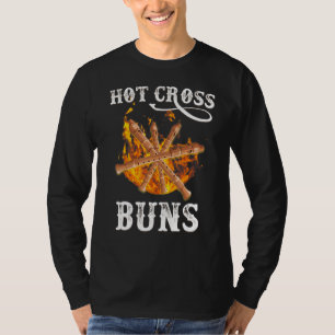 Hot Cross Buns Fire Flut Design T-Shirt