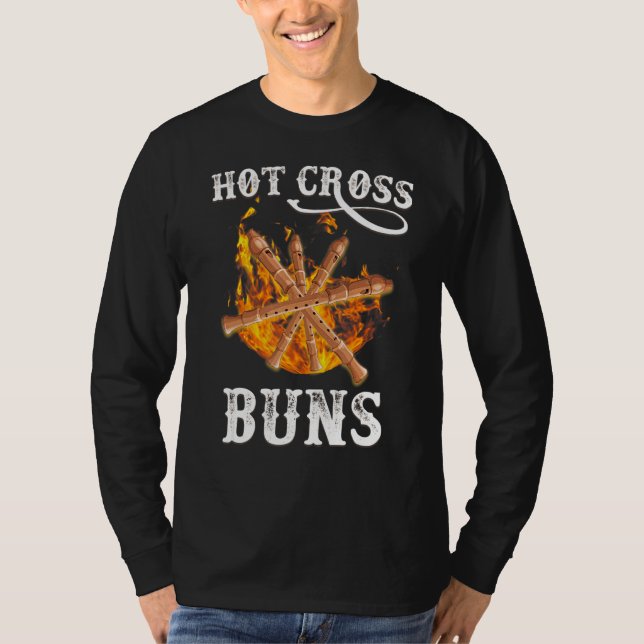 Hot Cross Buns Fire Flut Design T-Shirt (Front)