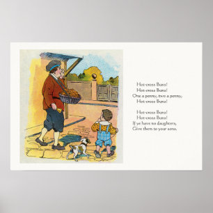 Hot-cross Buns, Mother Goose Nursery Rhyme Picture Poster