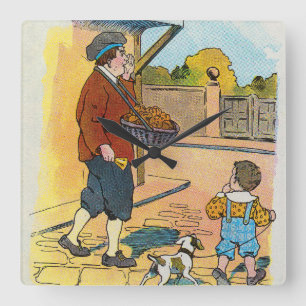 Hot-cross Buns, Mother Goose Nursery Rhyme Picture Square Wall Clock