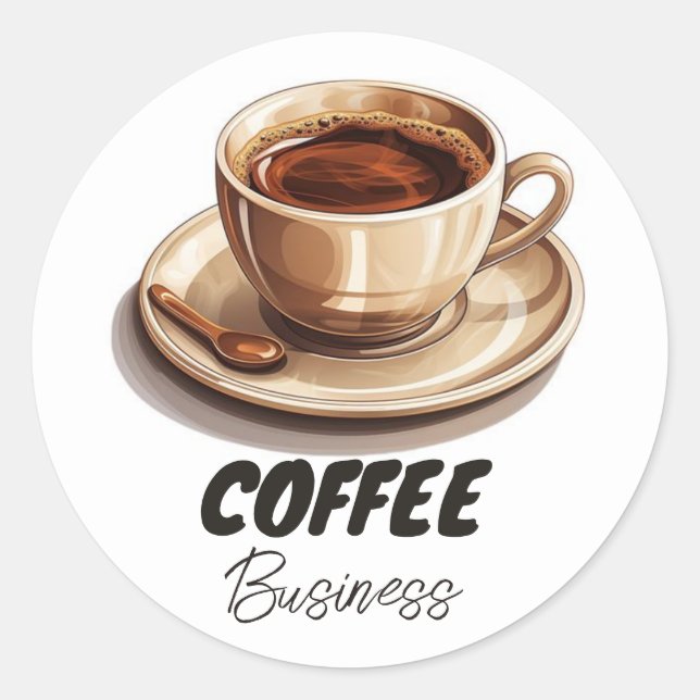 Hot Cup Coffee Shop Cafe Business Classic Round Sticker (Front)
