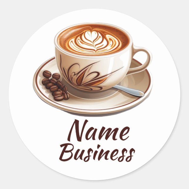 Hot Cup Coffee Shop Cafe Business Classic Round Sticker (Front)