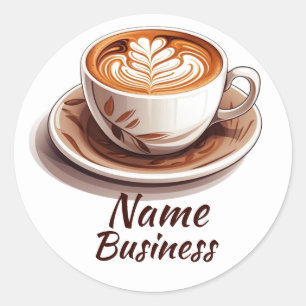 Hot Cup Coffee Shop Cafe Business Classic Round Sticker