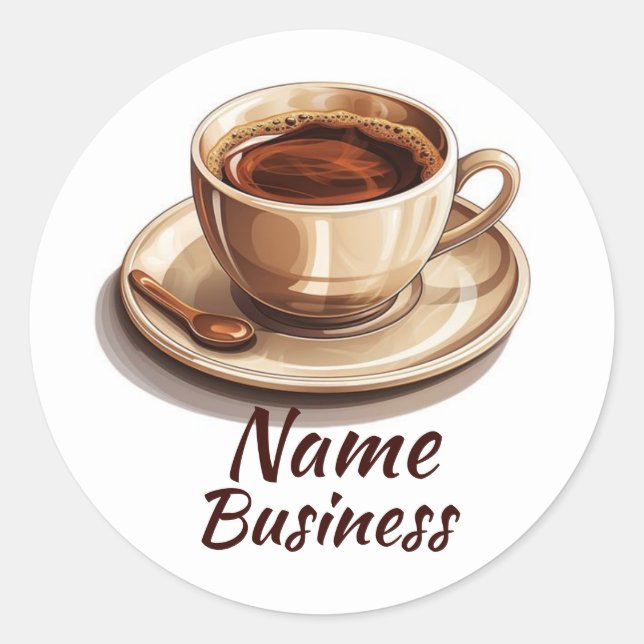 Hot Cup Coffee Shop Cafe Business Classic Round Sticker (Front)