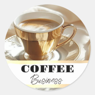 Hot Cup Coffee Shop Cafe Business Classic Round Sticker