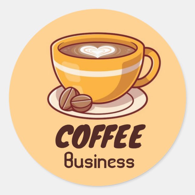 Hot Cup Coffee Shop Cafe Business Classic Round Sticker (Front)