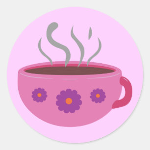 Hot Cup of Coffee Classic Round Sticker