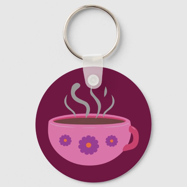 Hot Cup of Coffee Key Ring (Front)