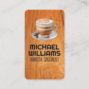 Hot Cup of Coffee   Wood Table Business Card