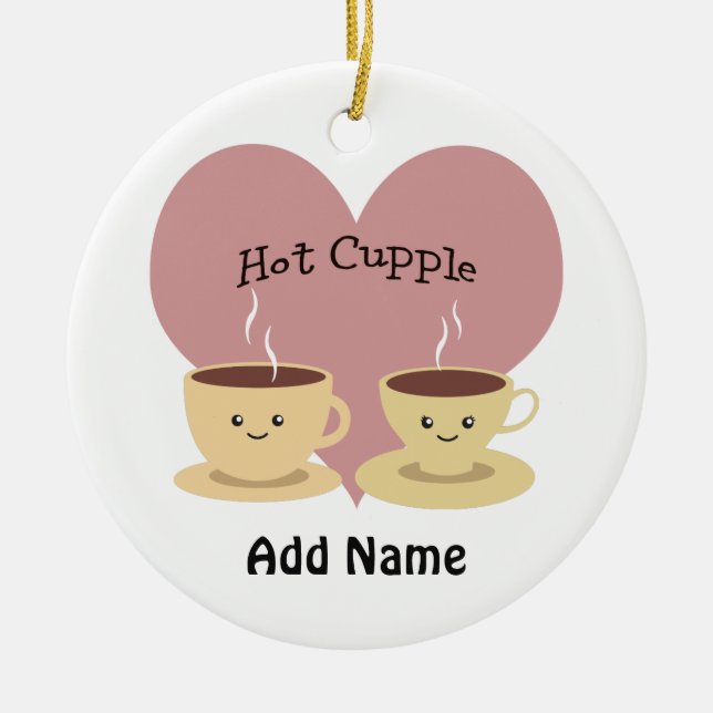 Hot Cupple! Ceramic Tree Decoration (Front)