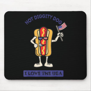 Hot Diggity Dog July 4th Patriotic BBQ Picnic Cook Mouse Mat
