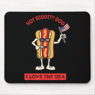 Hot Diggity Dog July 4th Patriotic BBQ Picnic Cook Mouse Mat