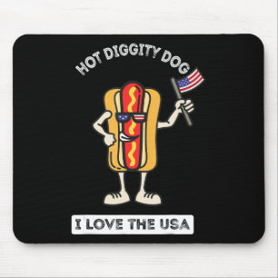 Hot Diggity Dog July 4th Patriotic BBQ Picnic Cook Mouse Mat