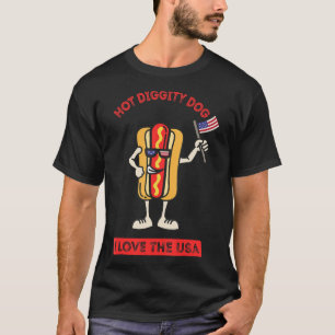 Hot Diggity Dog July 4th Patriotic BBQ Picnic Cook T-Shirt