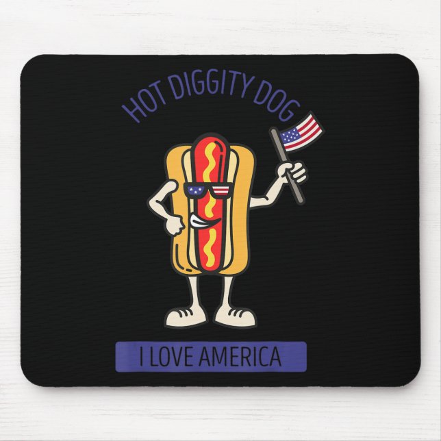 Hot Diggity Dog July 4th Patriotic BBQ Picnic USA  Mouse Mat (Front)