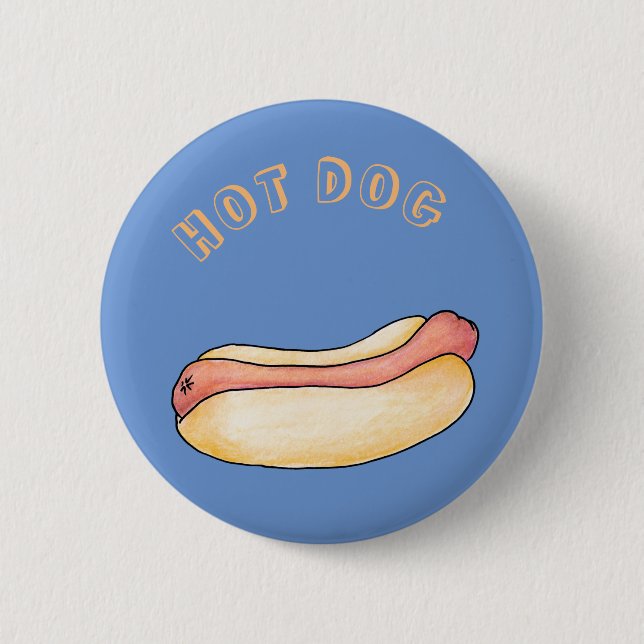 Hot dog 6 cm round badge (Front)