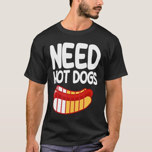 Hot Dog Adult Low Battery Need Hot Dogs T-Shirt (Front)