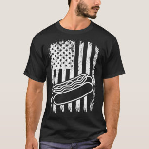 Hot Dog America US Flag Hot Dog Hotdogs Fast Food T-Shirt