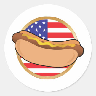 Hot Dog American Flag Classic Round Sticker