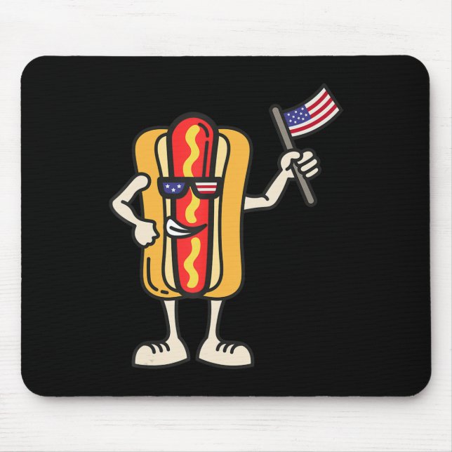 Hot Dog American Flag July 4th Patriotic BBQ Cooko Mouse Mat (Front)