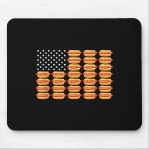 Hot Dog American Flag July 4th Patriotic Summer Bb Mouse Mat