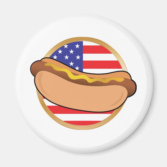 Hot Dog American Flag Magnet (Front)