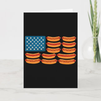 Hot Dog American Flag Patriotic Bbq Usa Funny 4th  Card
