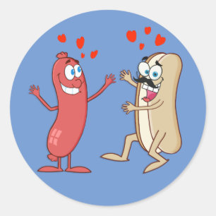 Hot Dog and Bun - Love at First Sight Classic Round Sticker