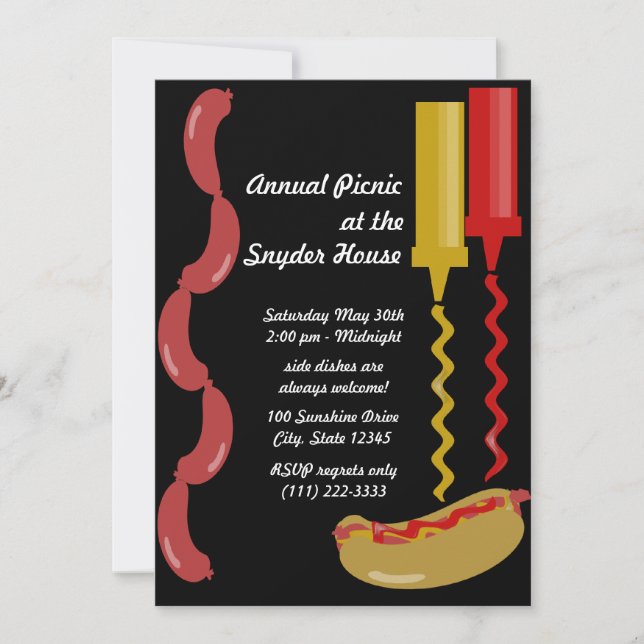 Hot Dog and Condiments Invitation (Front)