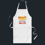 Hot Dog BBQ Grilling Apron Worlds Best Gift<br><div class="desc">This funny grilling gift has a yummy Hot Dog logo with "Worlds Best Griller" BBQing slogan.  You can add a personalised name beneath on this extra long chef apron.  Great gift for Dad,  Grandpa,  hubby,  Mum,  Grandma or anyone who loves to cook,  grill,  or BBQ!</div>