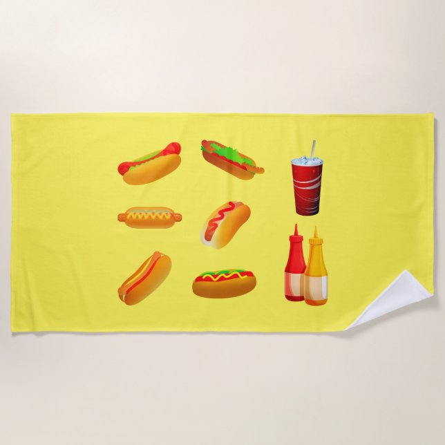 Hot dog beach towel. beach towel (Front)